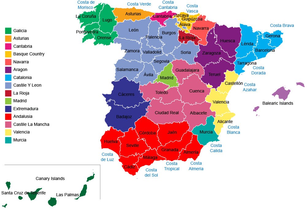 17 Provinces of Spain